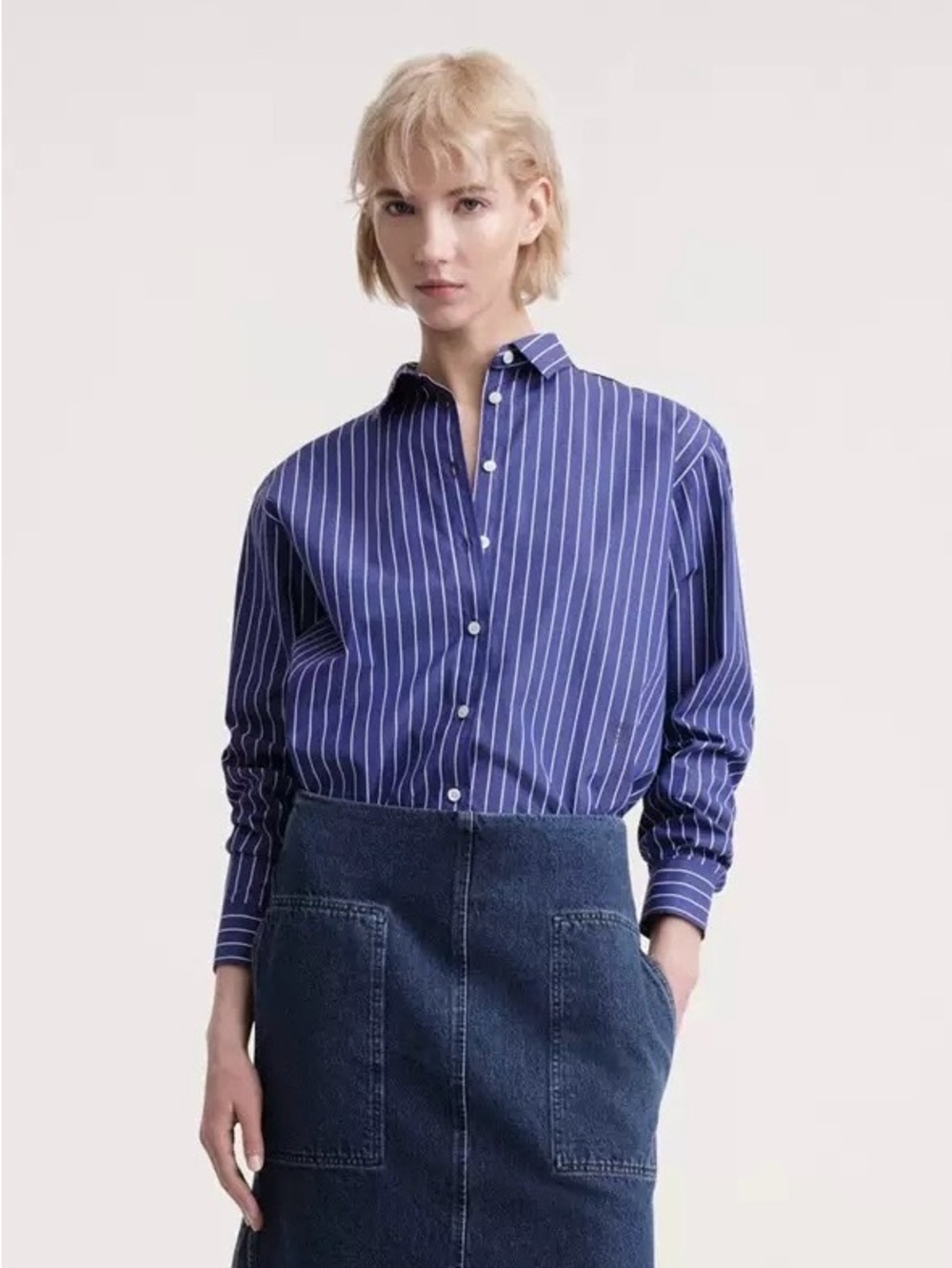 Toteme Striped Blue Button-Up Shirt